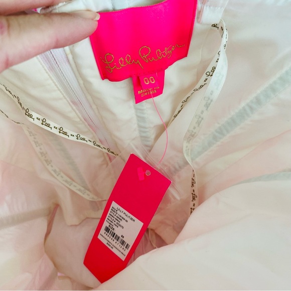Lilly Pulitzer size 00 strapless sierra dress pink white lace new with tag - Picture 6 of 6